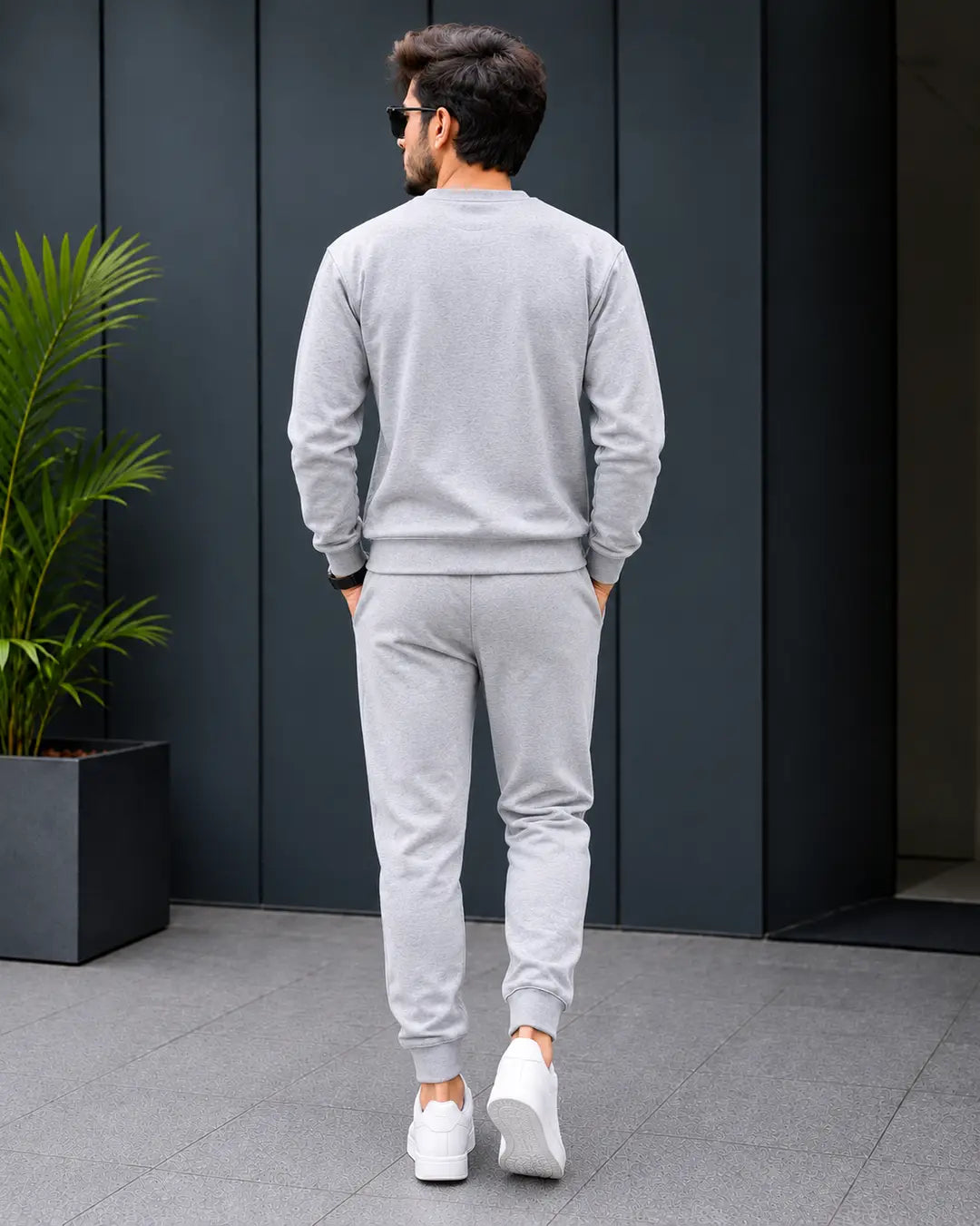 2 Pcs Men's Fleece Printed Sweatshirt Track Suit