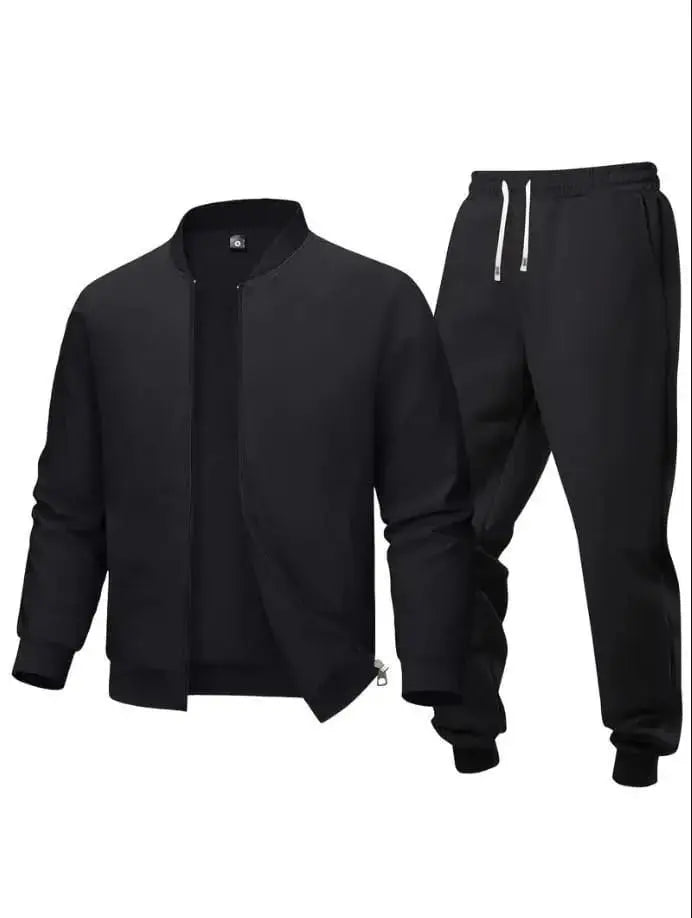 2 Pcs Men's Fleece Plain Zipper Track Suit