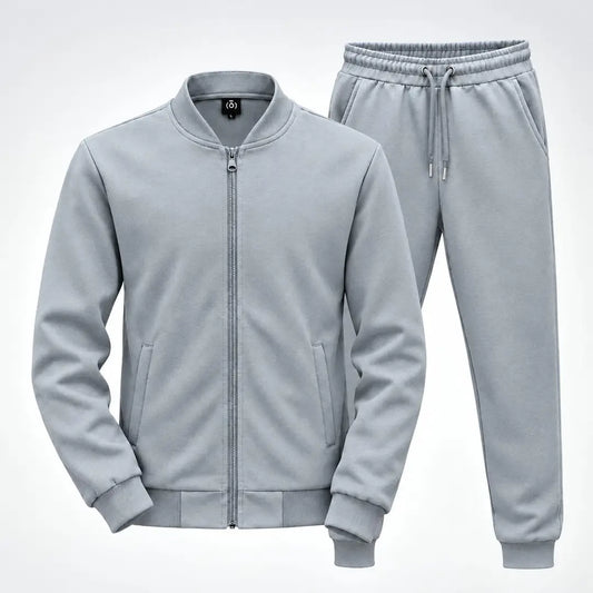 2 Pcs Men's Fleece Plain Zipper Track Suit