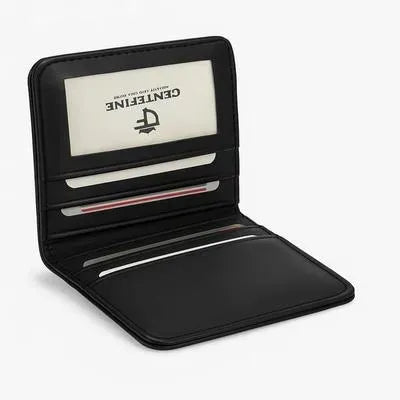 Black Tri-Fold Leather Wallet for Men Women