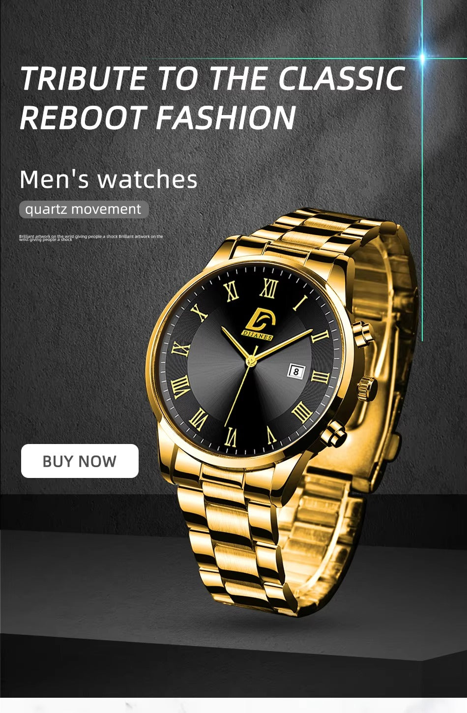 Fashion Mens Gold Watches Luxury