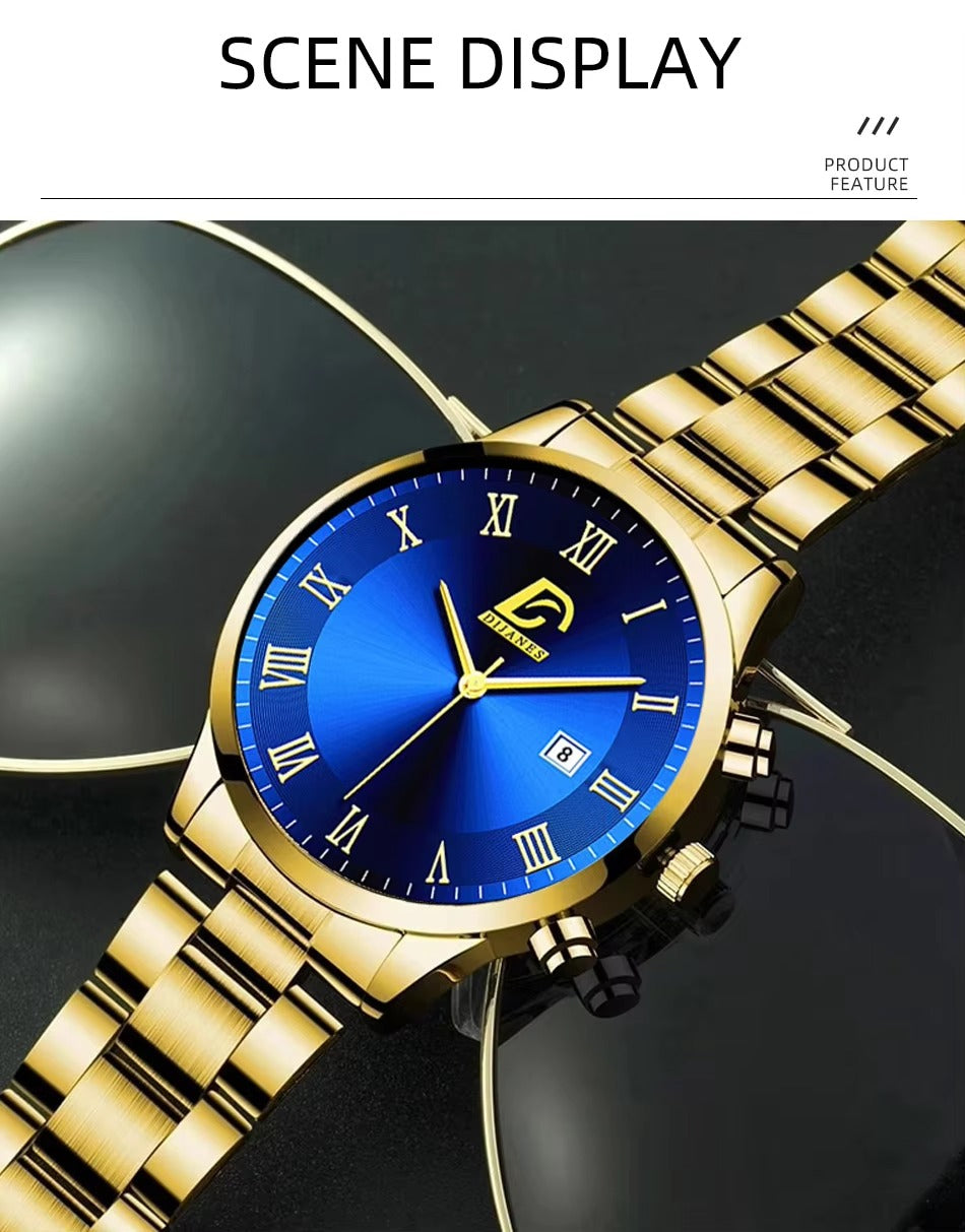 Fashion Mens Gold Watches Luxury