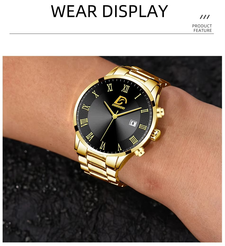 Fashion Mens Gold Watches Luxury