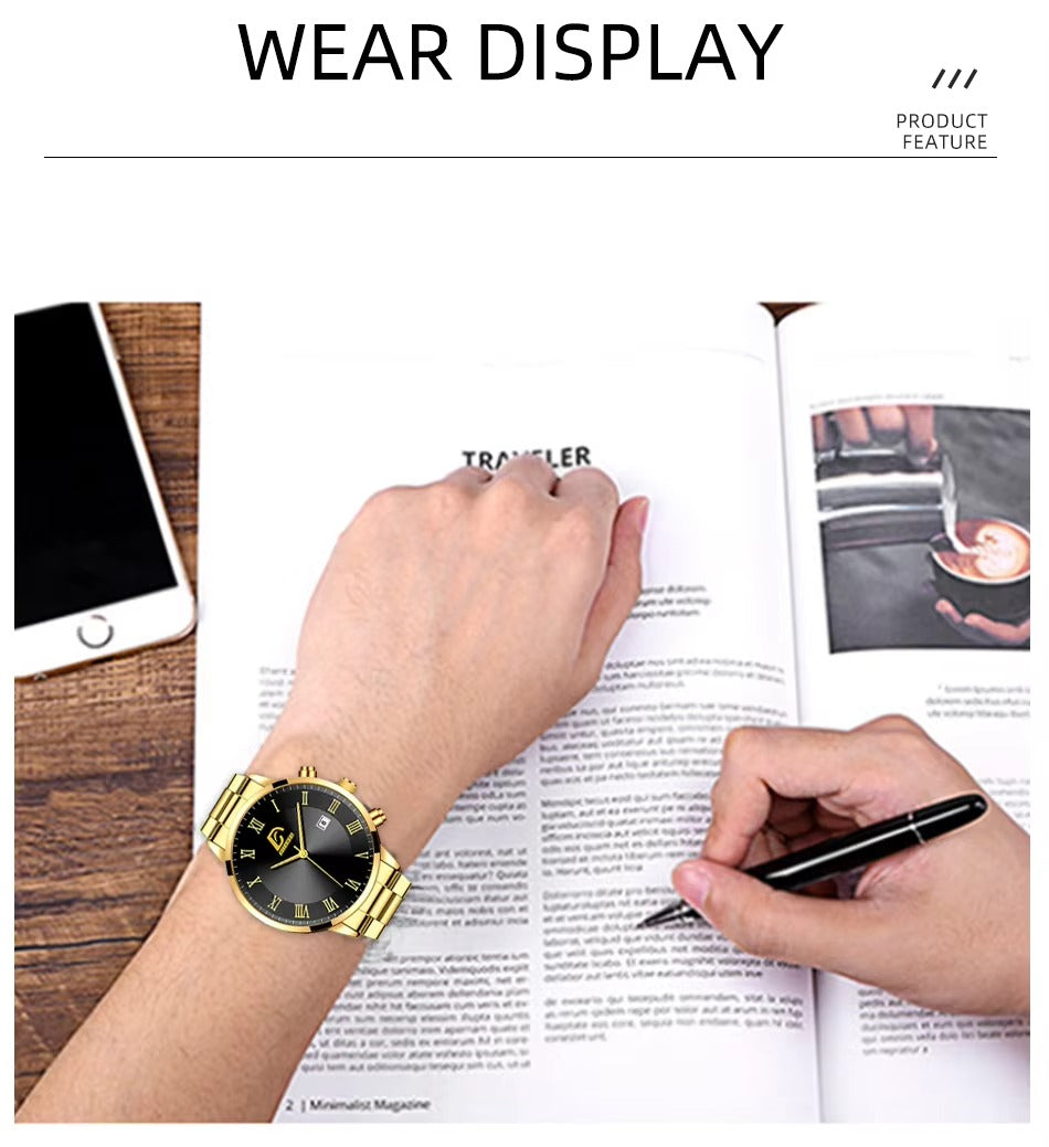 Fashion Mens Gold Watches Luxury